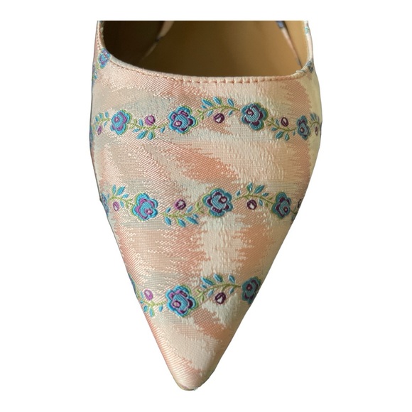 Tabitha Simmons Hermione Mary Jane Shoes Pink Pearl Jacquard Pointed Toe Size 40 - Picture 3 of 11